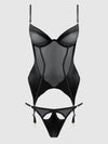 Raquel Mesh & Silky Micro Underwire Bustier & Backless Tanga Set from Love It Curvy