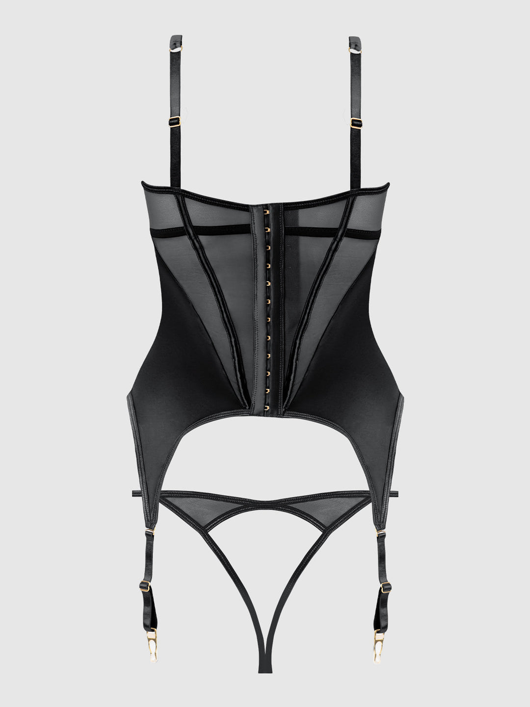 Raquel Mesh &amp; Silky Micro Underwire Bustier &amp; Backless Tanga Set from Love It Curvy
