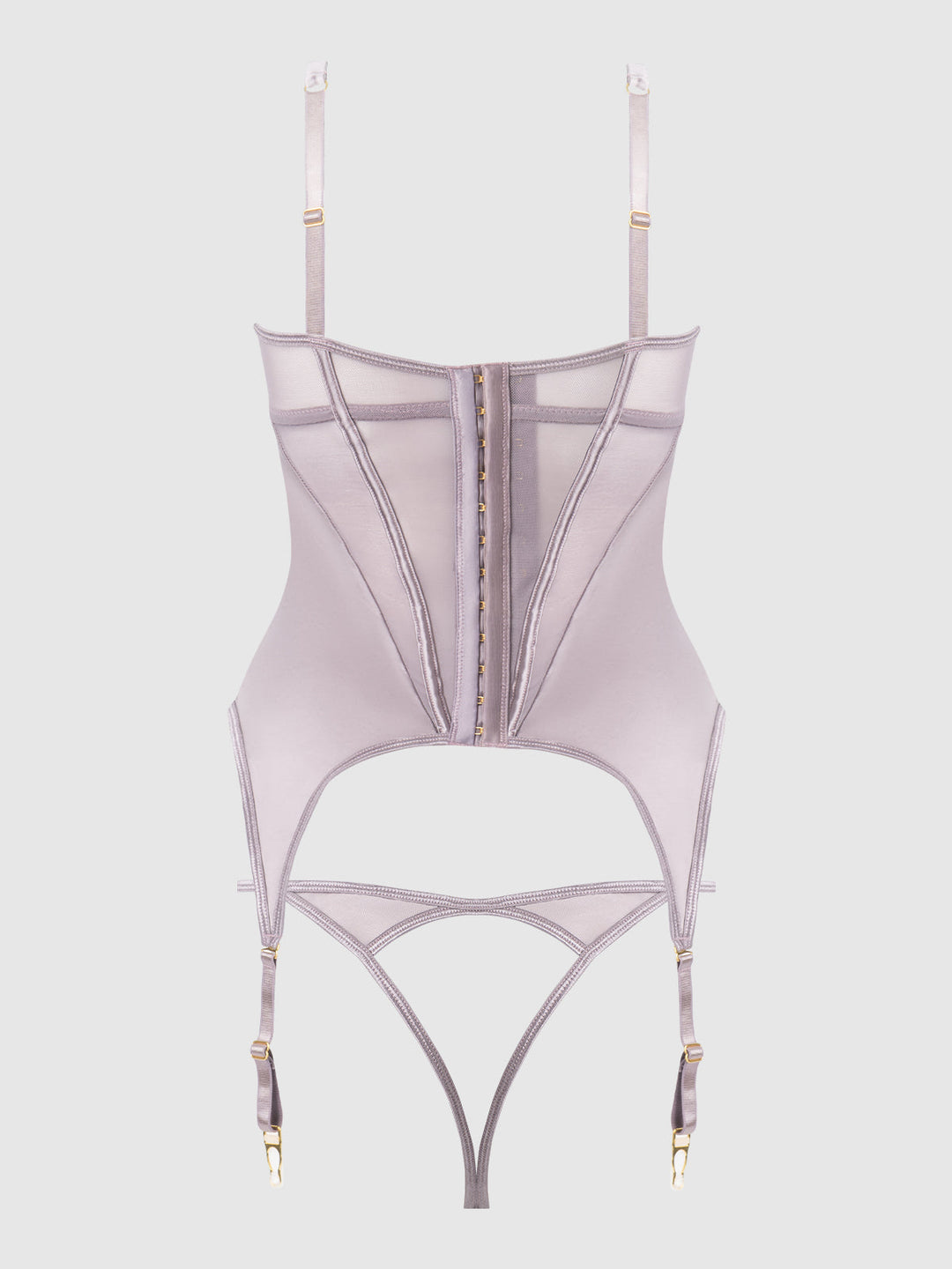 Raquel Mesh &amp; Silky Micro Underwire Bustier &amp; Backless Tanga Set from Love It Curvy