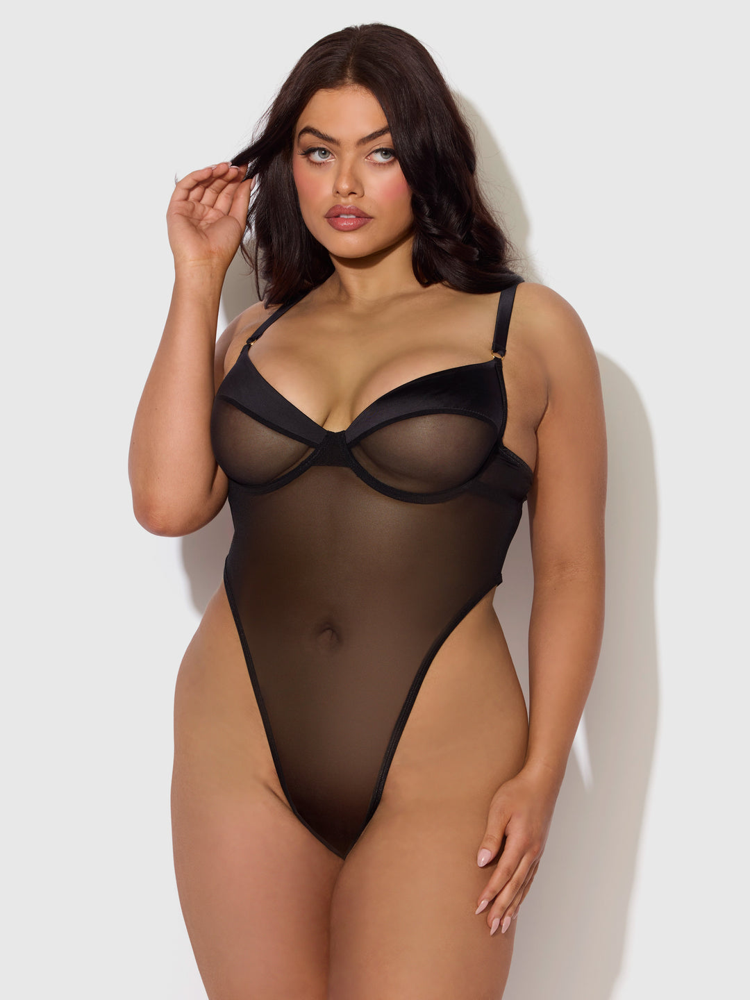 Raquel Mesh &amp; Silky Micro Underwire Bodysuit from Love It Curvy