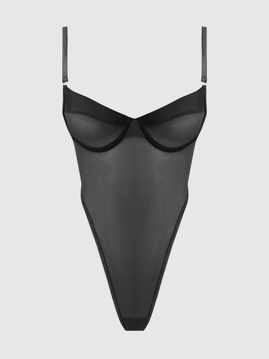 Raquel Mesh & Silky Micro Underwire Bodysuit from Love It Curvy