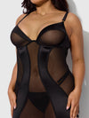 Raquel Mesh & Silky Micro Underwire Chemise & G-String Set from Love It Curvy