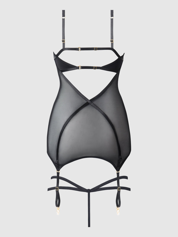 Raquel Mesh & Silky Micro Underwire Chemise & G-String Set from Love It Curvy