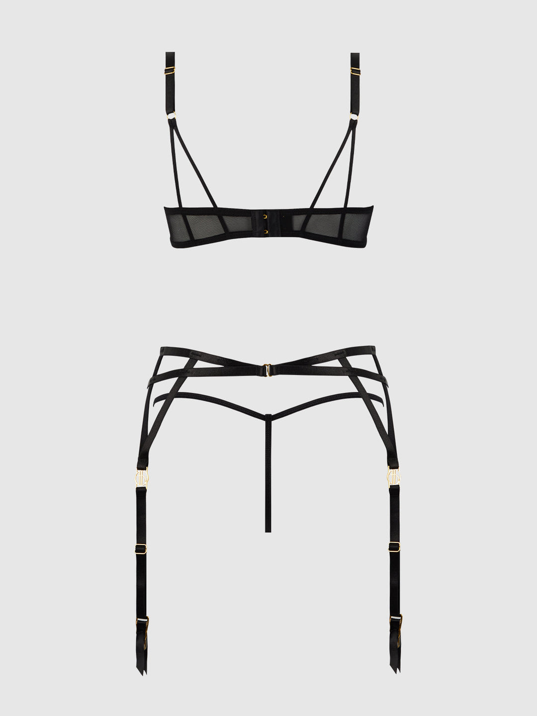 Ashley Alexiss Lace Open Cup Bra, G-String &amp; Garter Set from Love It Curvy