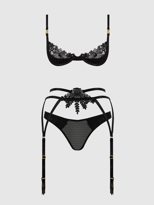 Ashley Alexiss Lace Demi Bra, Bikini & Garter Set from Love It Curvy