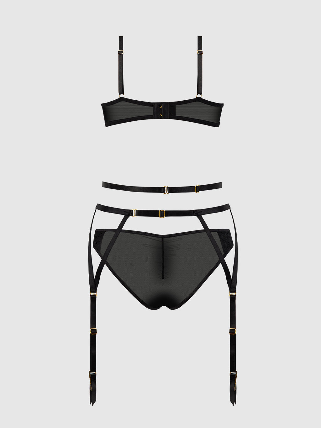 Ashley Alexiss Lace Demi Bra, Bikini & Garter Set from Love It Curvy
