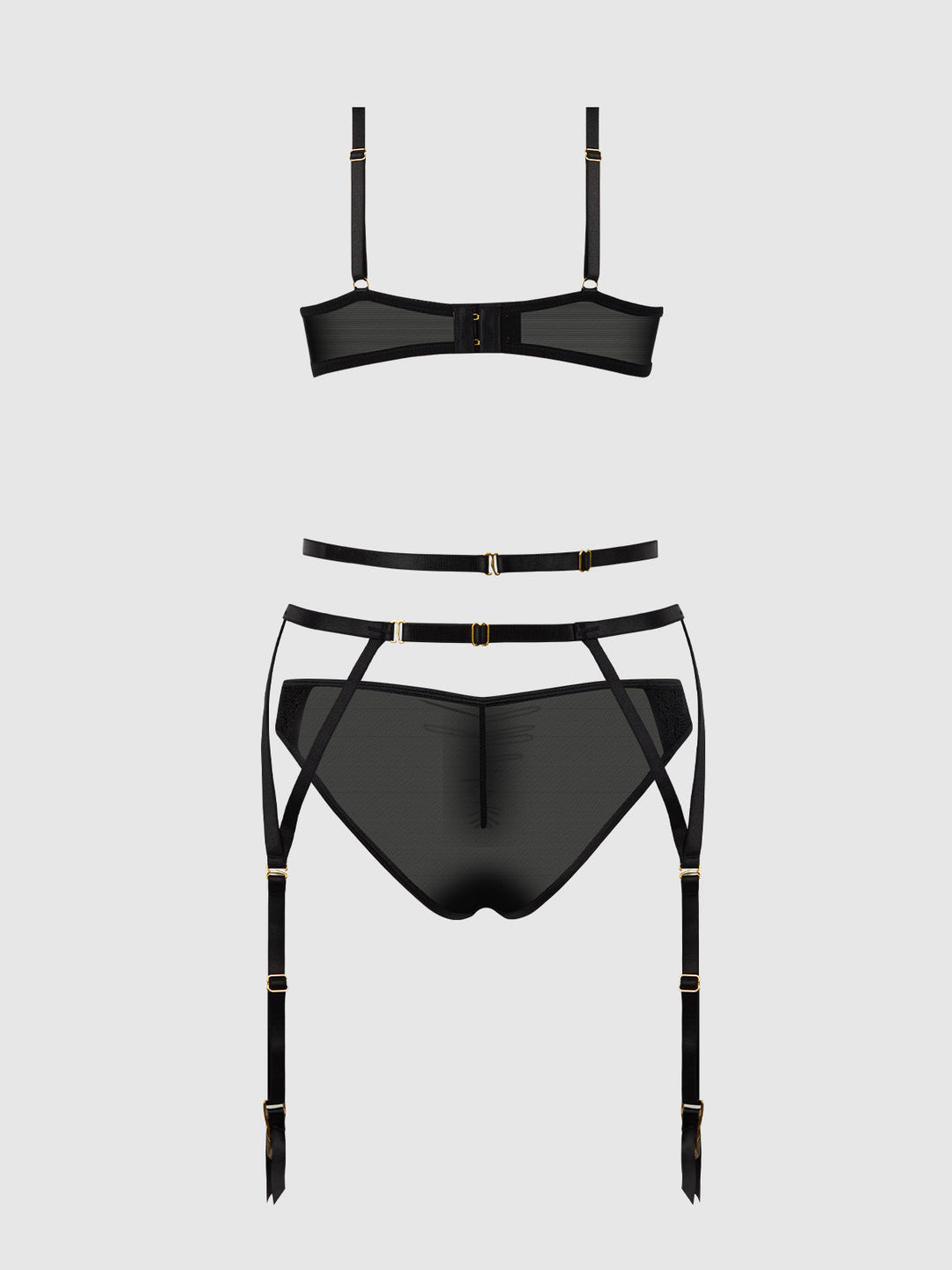 Ashley Alexiss Lace Demi Bra, Bikini &amp; Garter Set from Love It Curvy