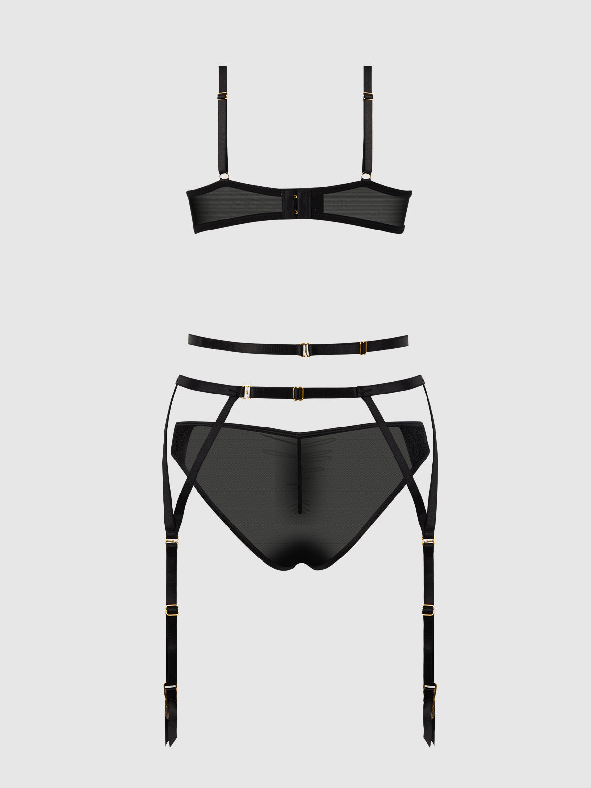 Ashley Alexiss Lace Demi Bra, Bikini & Garter Set from Love It Curvy