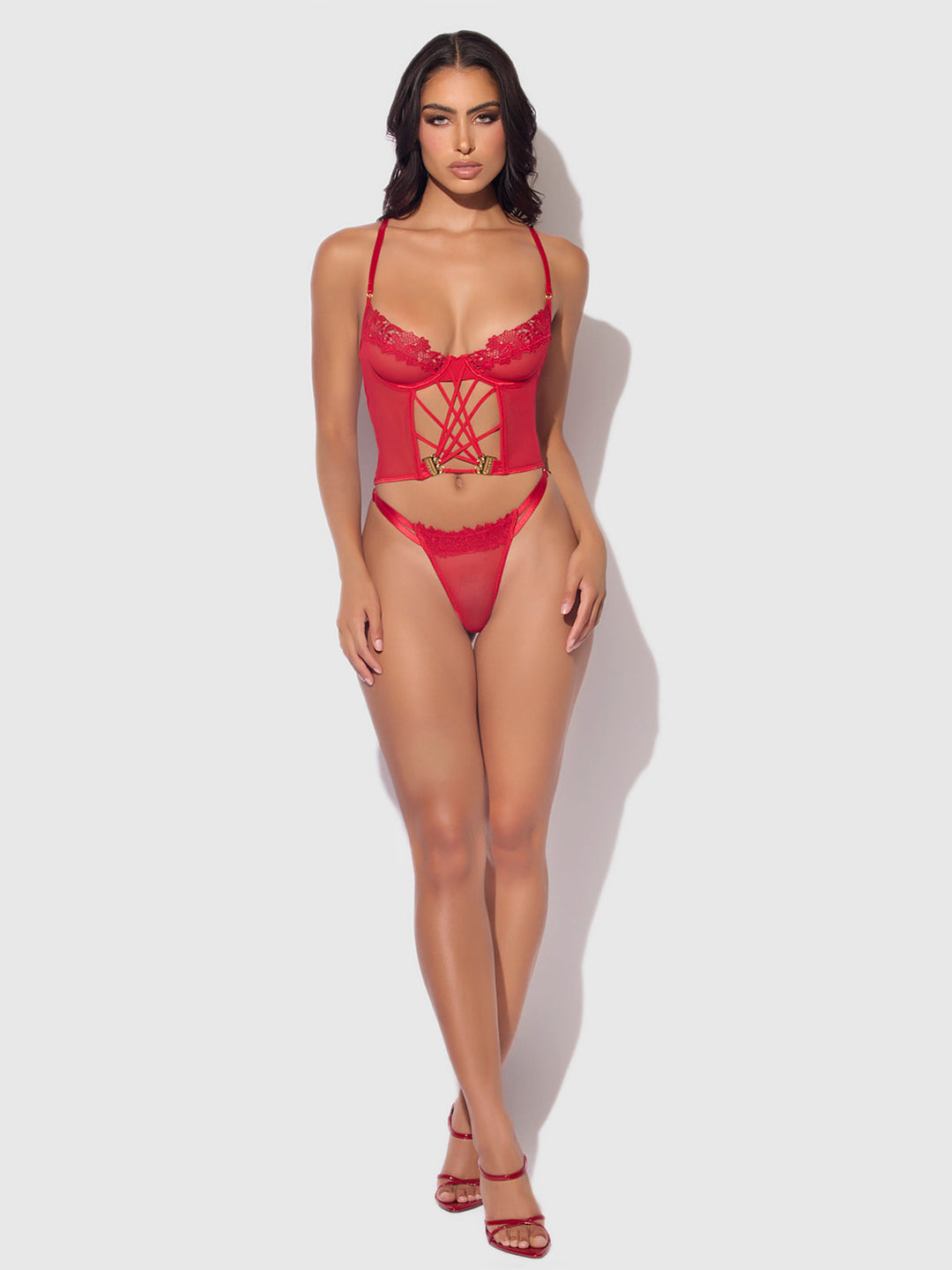 Ashley Alexiss Lace Bustier &amp; G-String Set from Love It Curvy