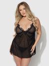 Ashley Alexiss Lace & Mesh Babydoll & G-String Set from Love It Curvy