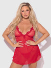 Ashley Alexiss Lace & Mesh Babydoll & G-String Set from Love It Curvy
