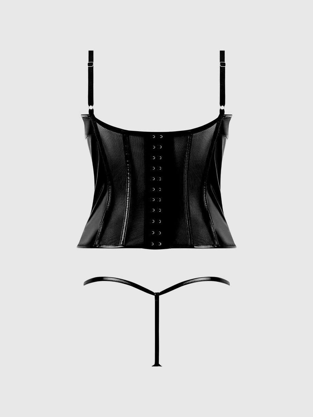 Trinity Patent Lace Up Bustier &amp; G-String Set from Love It Curvy