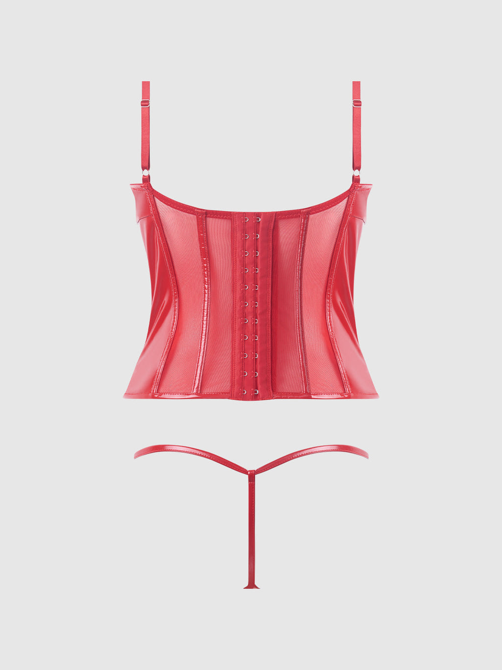Trinity Patent Lace Up Bustier & G-String Set from Love It Curvy