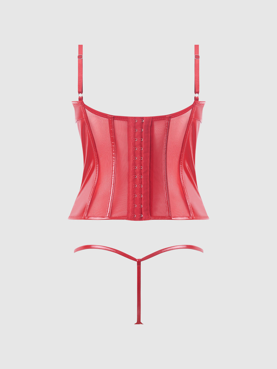 Trinity Patent Lace Up Bustier &amp; G-String Set from Love It Curvy