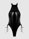 Trinity Patent Lace Up Halter Teddy from Love It Curvy