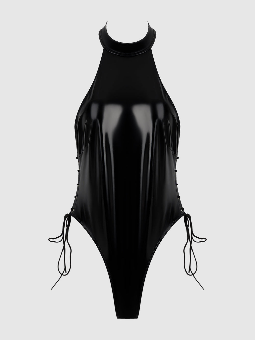 Trinity Patent Lace Up Halter Teddy from Love It Curvy