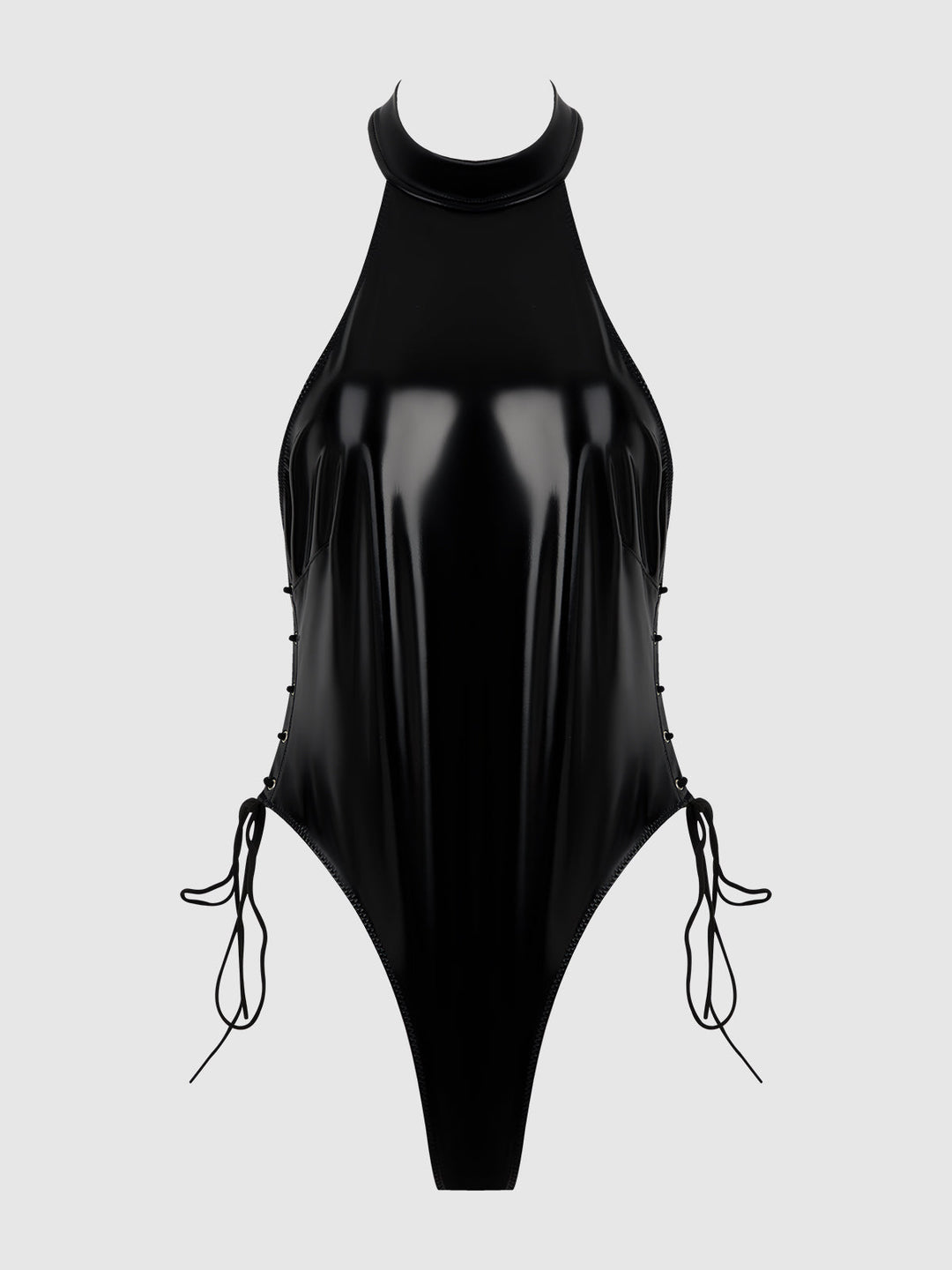 Trinity Patent Lace Up Halter Teddy from Love It Curvy