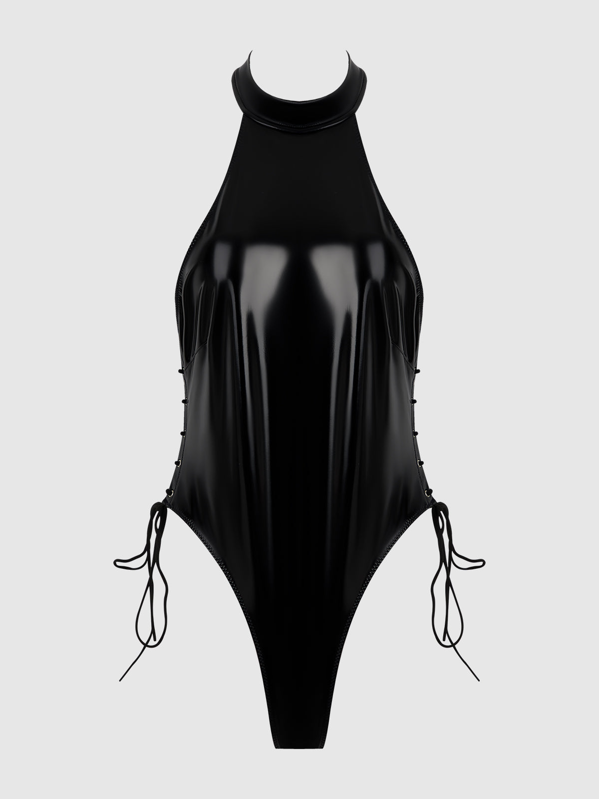 Trinity Patent Lace Up Halter Teddy from Love It Curvy