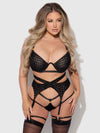 Snake Velvet-Burnout Mesh Bra, Garter, & Backess Hipster Set from Love It Curvy