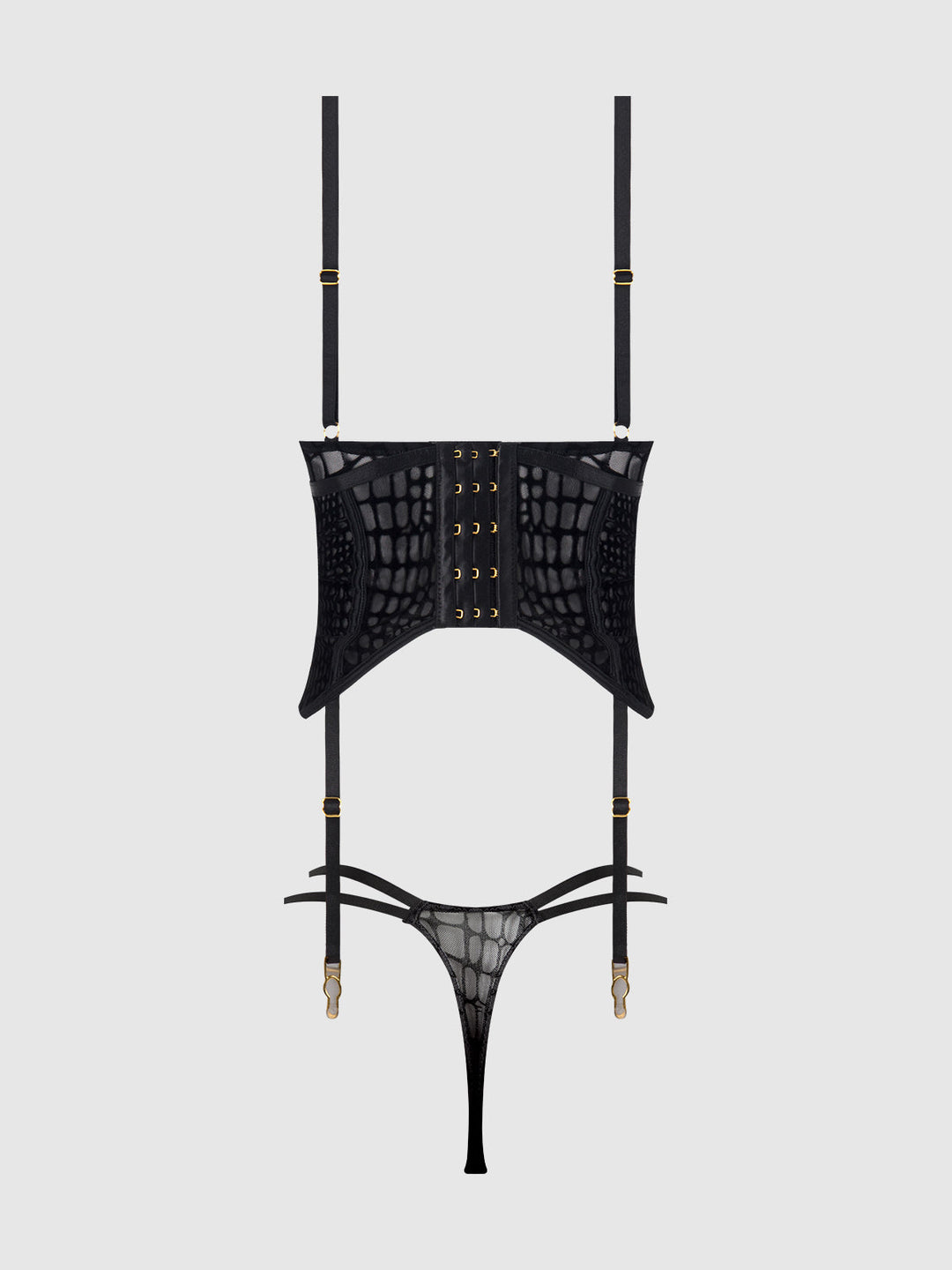 Snake Velvet-Burnout Mesh Bustier &amp; Thong Set from Love It Curvy
