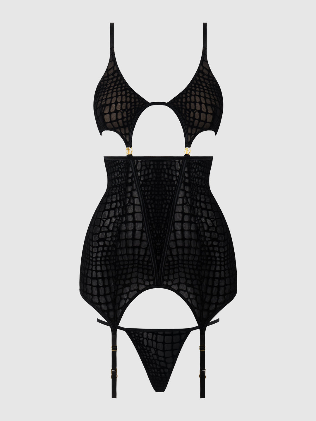 Snake Velvet-Burnout Mesh Chemise &amp; G-String Set from Love It Curvy