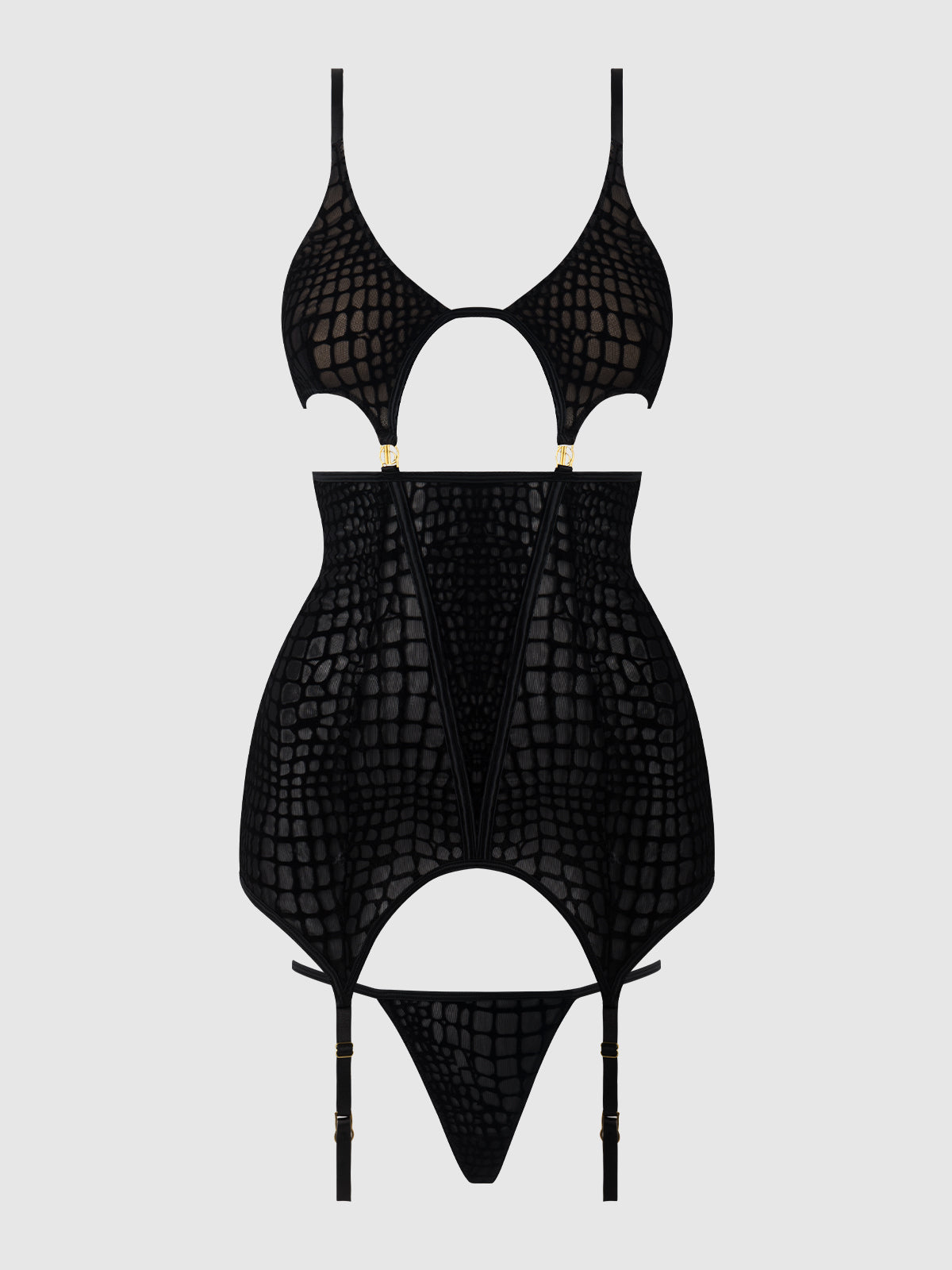 Snake Velvet-Burnout Mesh Chemise & G-String Set from Love It Curvy