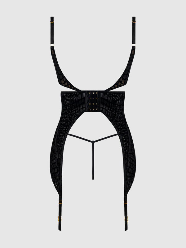 Snake Velvet-Burnout Mesh Chemise & G-String Set from Love It Curvy