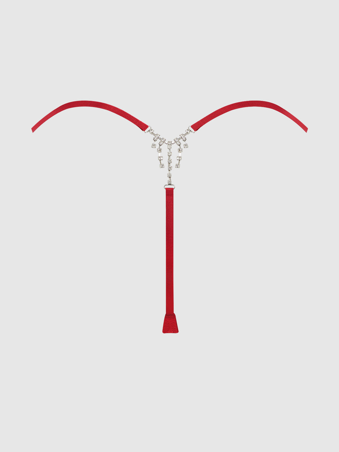Krystal Side Slider &amp; Rhinestone Fringe Back G-String from Love It Curvy
