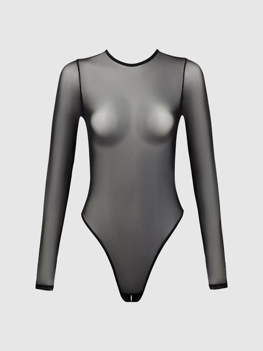 Chantal Mesh Long Sleeve & Crotchless Bodysuit from Love It Curvy