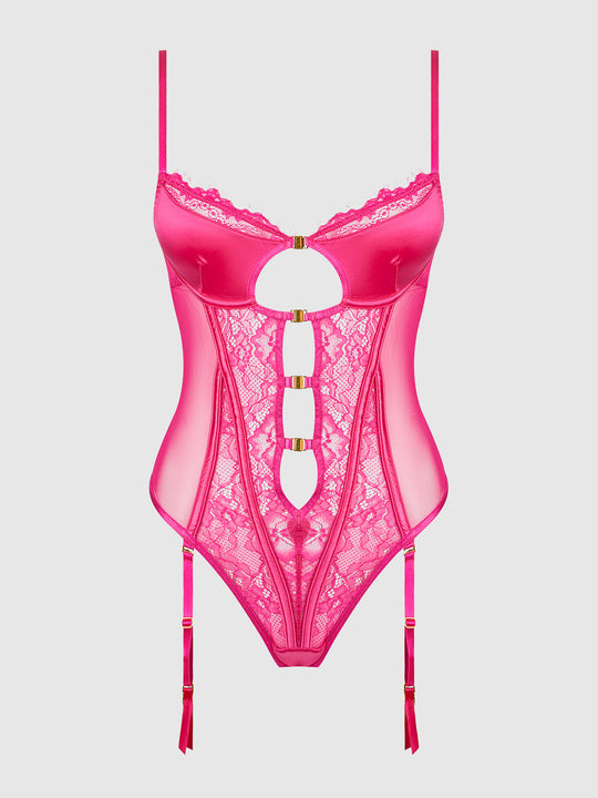 Issadora Lace & Oil Slick Openable Front Teddy from Love It Curvy