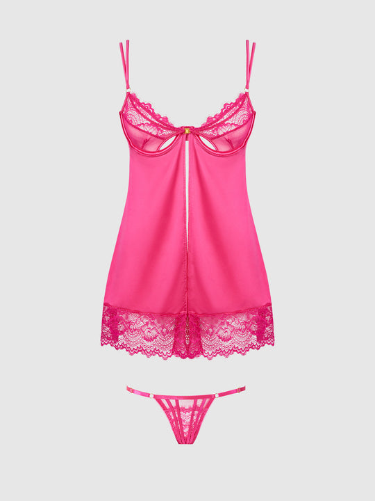 Issadora Lace Openable Cup Babydoll & G-String Set from Love It Curvy