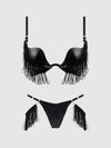 Phoenix Faux Leather & Fringe Push Up Bra & Thong Set from Love It Curvy