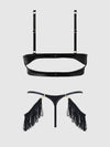 Phoenix Faux Leather & Fringe Push Up Bra & Thong Set from Love It Curvy