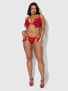 Phoenix Faux Leather & Fringe Push Up Bra & Thong Set from Love It Curvy