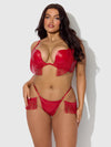Phoenix Faux Leather & Fringe Push Up Bra & Thong Set from Love It Curvy