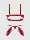 Phoenix Faux Leather & Fringe Push Up Bra & Thong Set from Love It Curvy