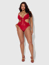 Phoenix Faux Leather & Fringe Crotchless Teddy from Love It Curvy