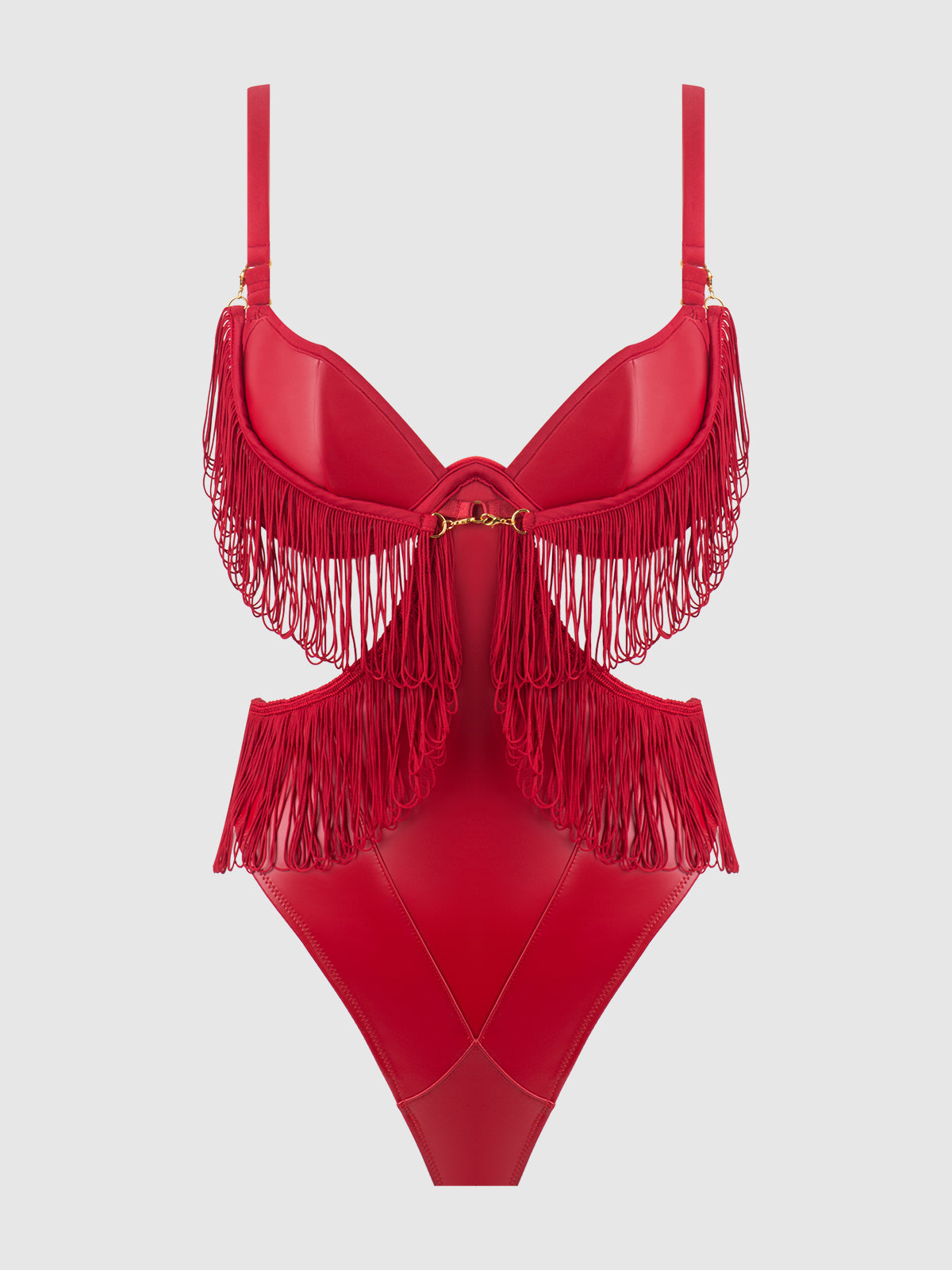 Phoenix Faux Leather & Fringe Crotchless Teddy | Love It Curvy Secondary image