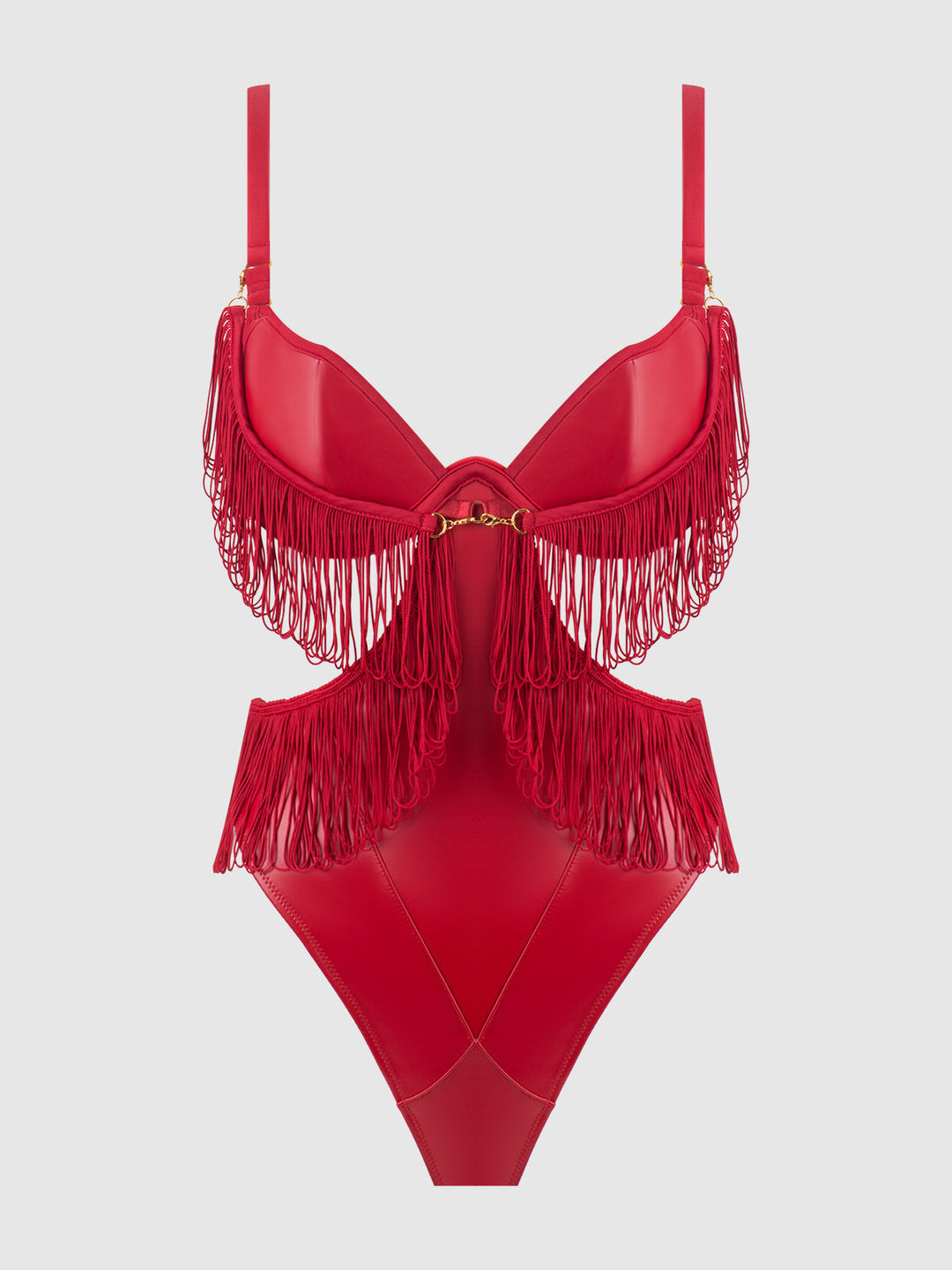 Phoenix Faux Leather &amp; Fringe Crotchless Teddy from Love It Curvy