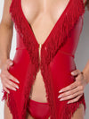 Phoenix Faux Leather & Fringe Chemise & G-String Set from Love It Curvy