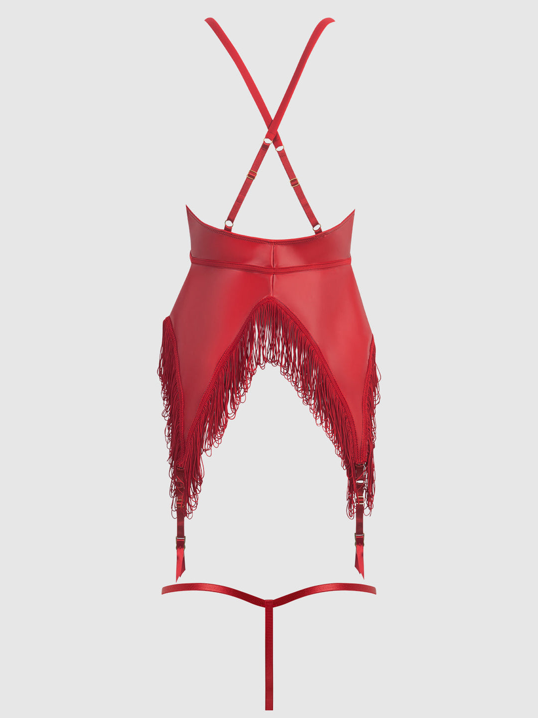 Phoenix Faux Leather &amp; Fringe Chemise &amp; G-String Set from Love It Curvy