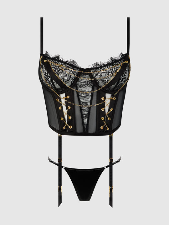 Eve Lace & Chain Bustier & G-String Set from Love It Curvy
