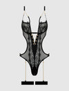 Eve Lace & Chain Crotchless Teddy With Thigh Garters from Love It Curvy