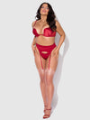 Brigeta Satin Deep Plunge Push Up Bra, Garter & Thong Set from Love It Curvy