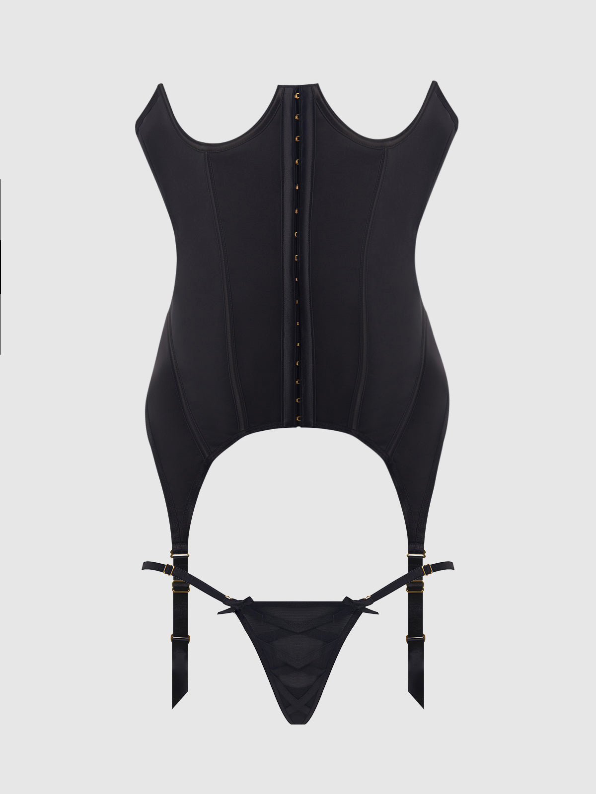 Brigeta Satin Open Cup Bustier & G-String Set | Love It Curvy Secondary image