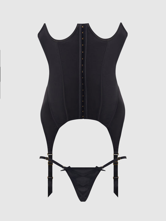 Brigeta Satin Open Cup Bustier & G-String Set from Love It Curvy