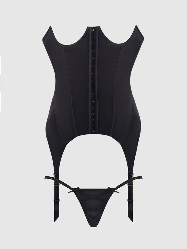Brigeta Satin Open Cup Bustier & G-String Set from Love It Curvy