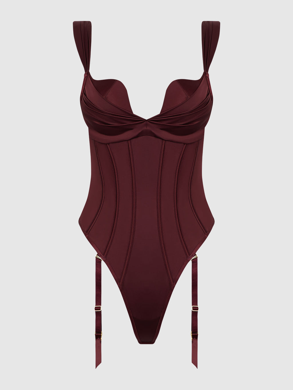 Brigeta Satin Draped Push Up Teddy from Love It Curvy