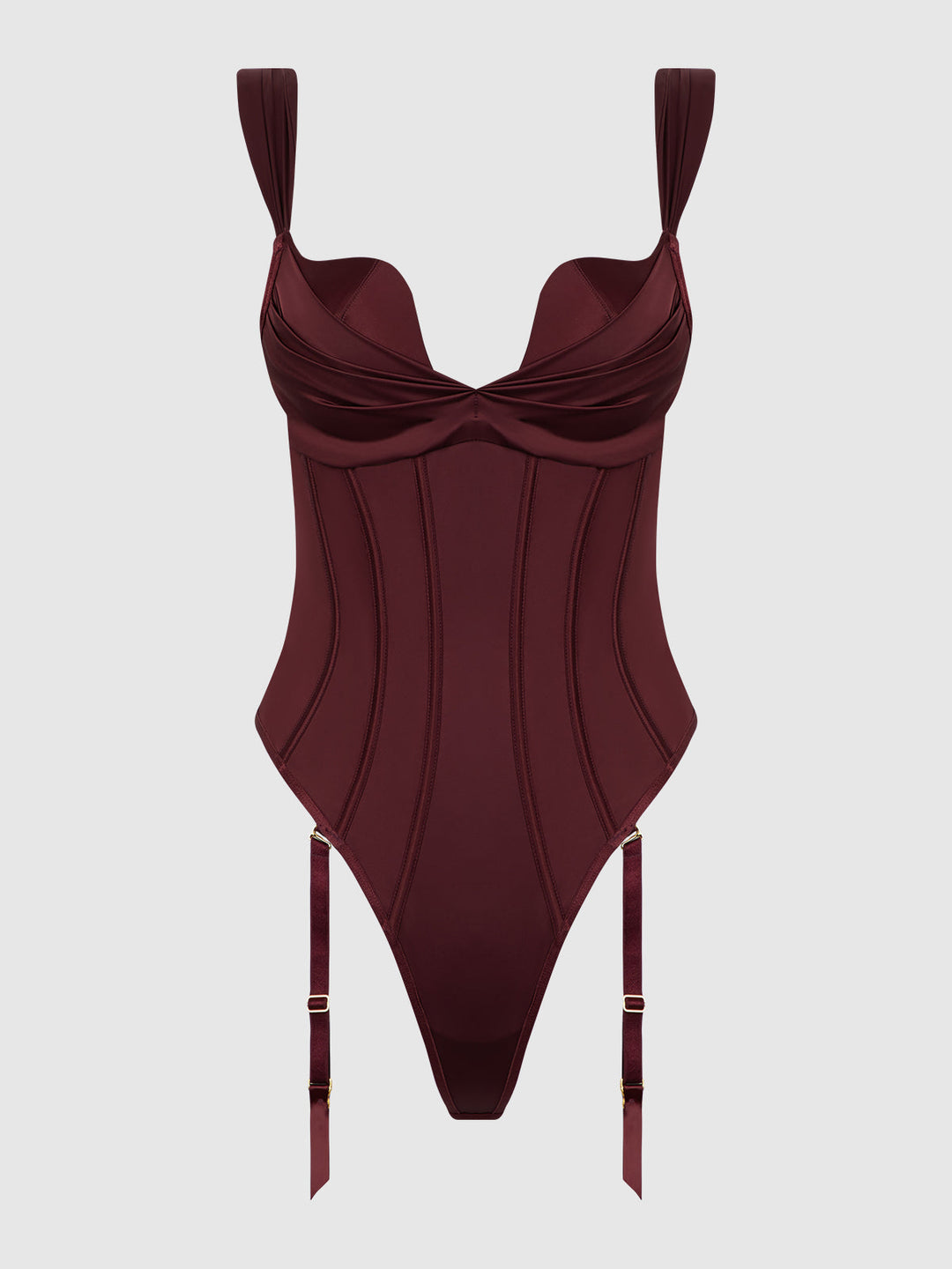 Brigeta Satin Draped Push Up Teddy from Love It Curvy