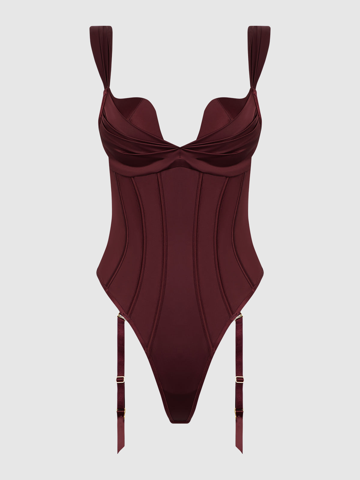 Brigeta Satin Draped Push Up Teddy from Love It Curvy